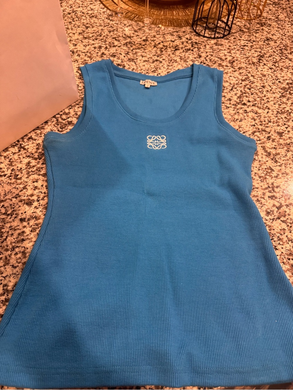 Loewe Bright Blue Ribbed Logo Tank - Picture 5 of 7